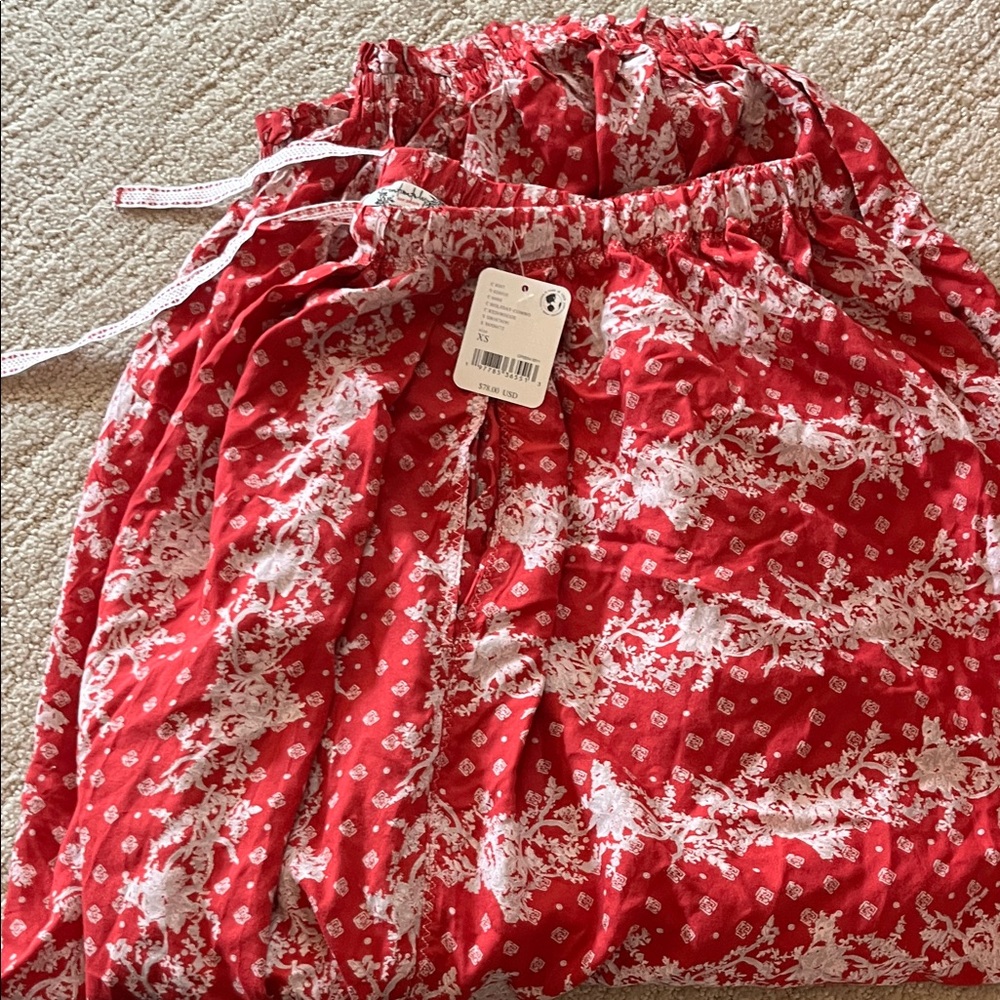 Free People Red and White Pajama pants